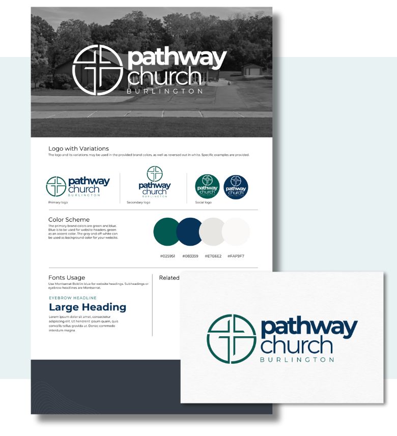 Branding and logo for Pathway Church in Burlington, WI designed by SDG Digital Design in Libertyville, IL