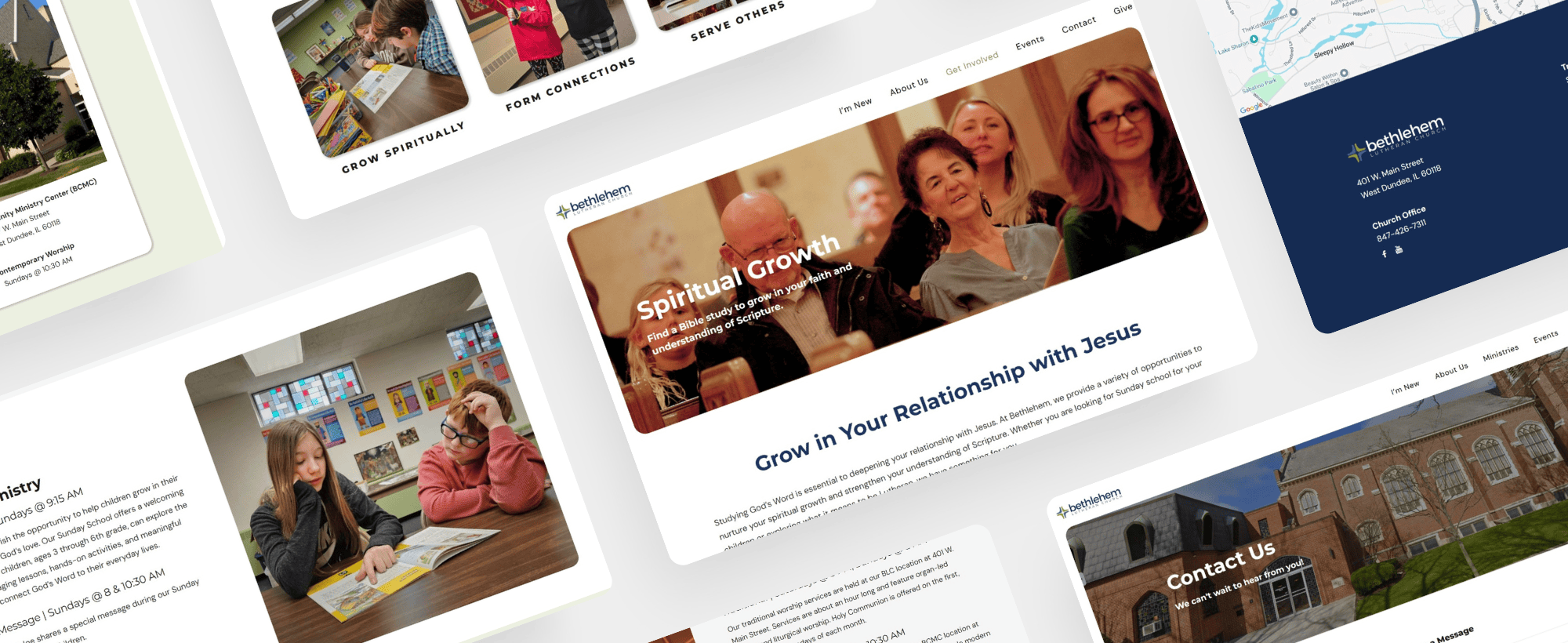 Sample webpage designs for Bethlehem Lutheran Church in West Dundee, IL designed by SDG Digital Design in Libertyville, IL