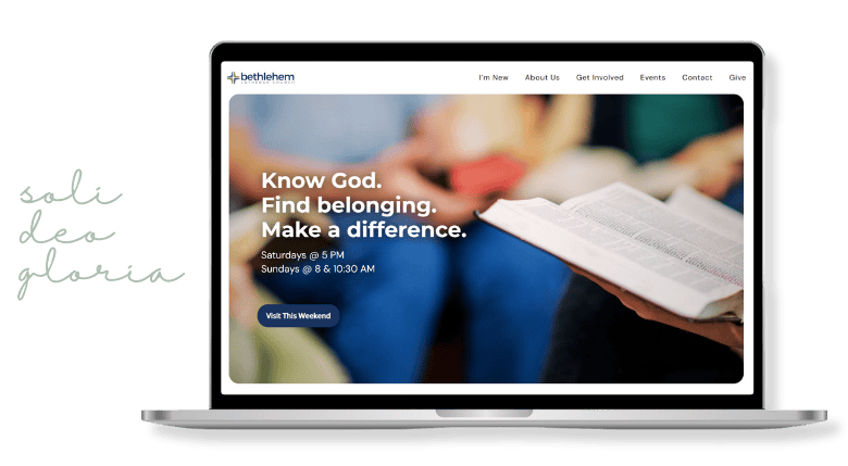 Homepage for Bethlehem Lutheran Church in West Dundee, IL as designed by SDG Digital Design in Libertyville, IL