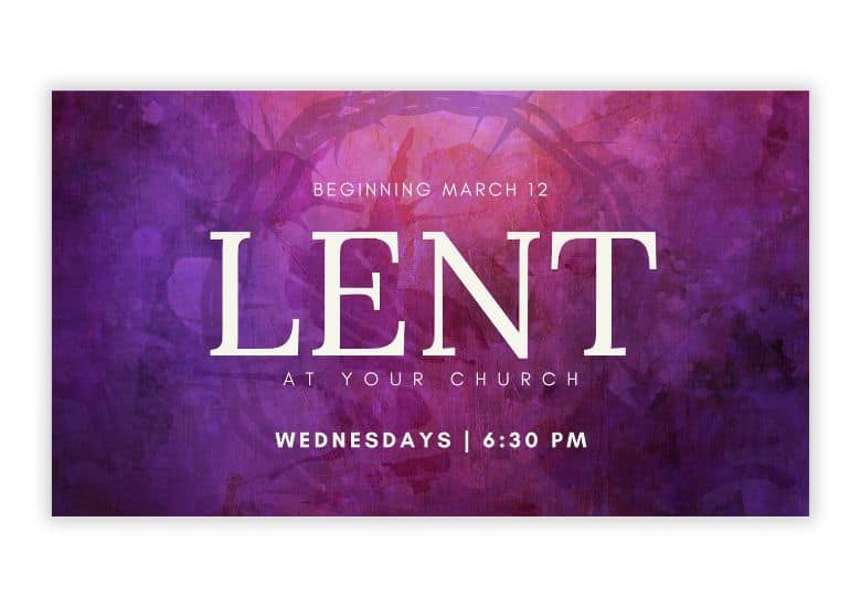 Purple Lenten graphic for worship designed by SDG Digital Design in Libertyville, IL