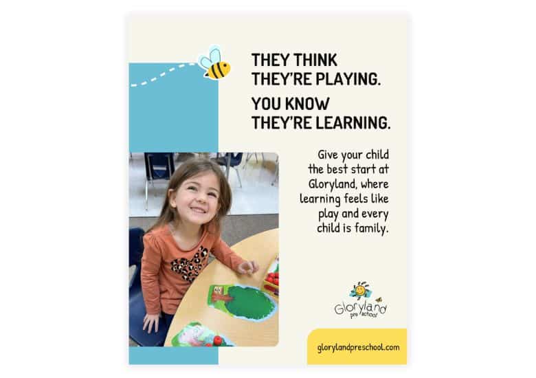 Social media promotion for Gloryland Preschool in Grayslake designed by SDG Digital Design in Libertyville, IL